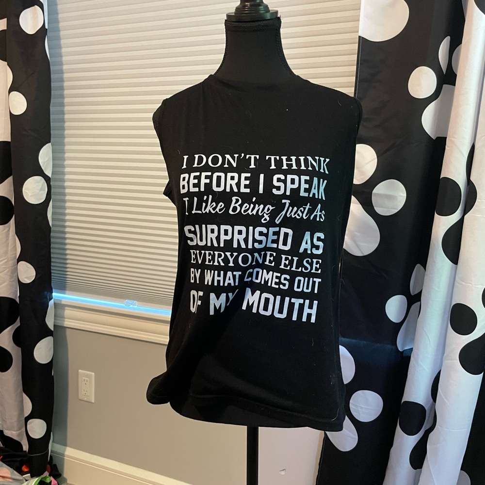 Black Muscle Tee with Humorous Quote